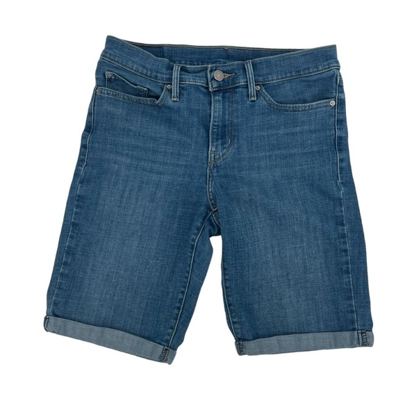 Levi's Women's Mid Length Cuffed Hem Denim Shorts Size 28 - Picture 1 of 7